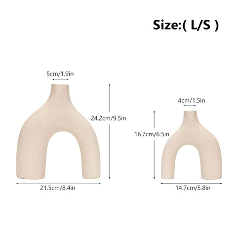 Ceramic vases with dimensions.