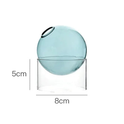 Short light blue vase with dimensions