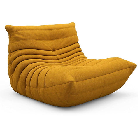 Leather-look slouch couch chair.