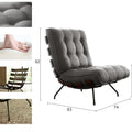 Dark gray chair with dimensions and detailings