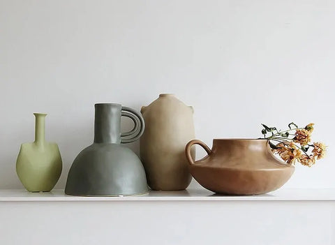 Vases on shelf