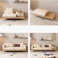 4 images of sofa with dimensions