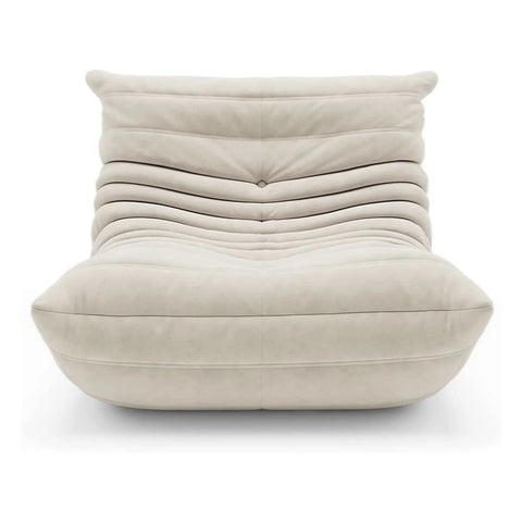 Leather-look slouch couch chair.